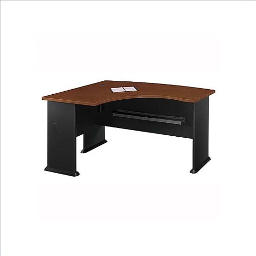 Bush Furniture Series A L-Shape Bow Front Wood Desk in Hansen Cherry