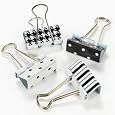 Set of 12 Black and White Binder Clips