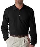 High Quality Gildan Adult Ultra Cotton Long Sleeve Pique Polo - Black