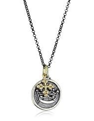 Erica Molinari "Renaissance" Sterling Silver Crown with Flared Maltese and 14k Cross Necklace