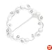Wavy Circle Fashion Pin with Blue Crystals and White Simulated Pearls
