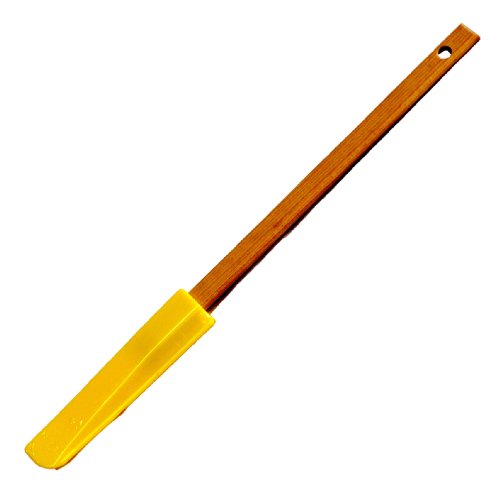 Silicone Rubber Lemon Yellow Jar Scraper Thin Spatula with Rock Maple Handle