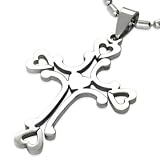 Cross Stainless Steel Pendant with Hearts