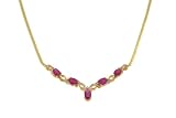 9ct Yellow Gold Diamond And Ruby Ladies Necklace