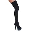 6 Inch Women's Sexy Black Boots High Heel Thigh High Boots Stretch Lycra Thigh Hi