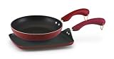 Paula Deen Signature Porcelain 9-Inch Nonstick Skillet and 11-Inch Nonstick Square Griddle, Red
