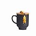 Corgi Mug with Original Bamboo Lid,Handcrafted Cute Corgi Gift Coffee Mug Tea Cup Perfect Novelty Gift-(12oz,350ML)(Black, Corgi)