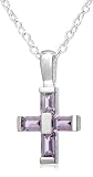 Sterling Silver Amethyst Cross Pendant, 18
