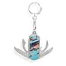 Stainless Steel Pocket Knife Key Ring with Multicolor Imitation Stones