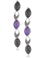 Judith Jack "Purple Moon" Sterling Silver, Marcasite, Multi-Linear Drop Earrings