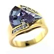 Two-Tone Brass Lazer Cut Ring with Tanzanite Cubic Zirconia, Sizes: 3-11