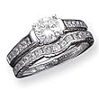 Sterling Silver 2-Piece CZ Wedding Set Ring Sterling Silver 2-Piece CZ Wedding Set Ring