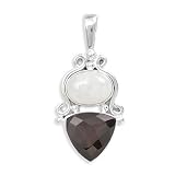 .925 Silver, Rainbow Moonstone and Smoky Quartz Pendant