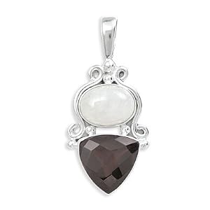 Click here to buy .925 Silver, Rainbow Moonstone and Smoky Quartz Pendant by Element Jewelry & Accessories.