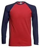 Fruit of the Loom Baseball Langarm ( Longsleeve ) T-Shirt in Brickred - Navy, Groesse L