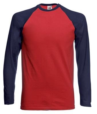 City Travel Guides Discounted  Garten & Freizeit : Fruit of the Loom Baseball Langarm ( Longsleeve ) T-Shirt in Brickred - Navy, Grösse L