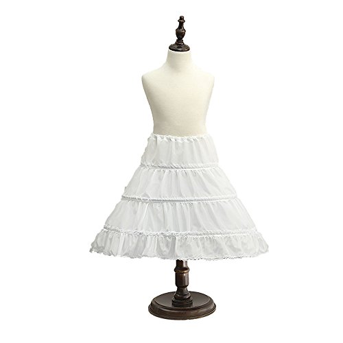 MicBridal® Kid Girls' Petticoat Flower Girl's Crinoline UnderSkirt (One Size, White)
