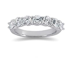 2.10 Prong Set 7 Stone Diamond Wedding Band in 14K White Gold