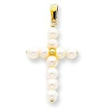 14K Pearl Cross Pendant