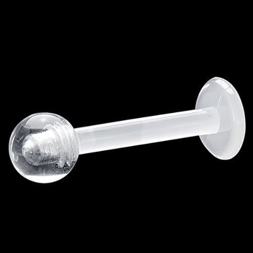 Clear Ball Acrylic Bioplast Flexible Labret Monroe Tragus Lip Ring 16G 3/8"