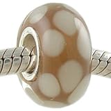 Leopard Spots Murano Glass Sterling Silver Solid Core Bead fits European Charm Bracelet