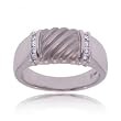 Men's Natural Diamond Ring in Solid 14 Karat White Gold