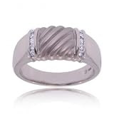 Men's New 14KT White Gold Ring w Natural Diamonds
