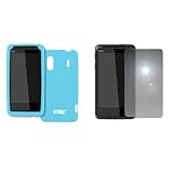 EMPIRE Light Blue Silicone Skin Case Cover + Mirror Screen Protector for Sp ....