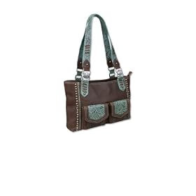 Wrangler� Tooled Turquoise Western Leather Handbag