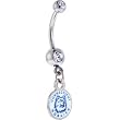 NCAA UCONN Huskies DOUBLE Crystalline Gem Belly Ring - University of Connecticut
