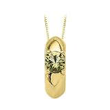 14K Yellow Gold Children's Imitation Peridot Ring Pendant with Chain