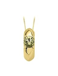 14K Yellow Gold Childrens Imitation Peridot Ring Pendant with Chain