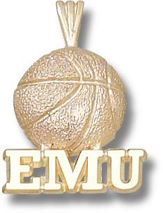 Eastern Michigan Eagles EMU Basketball Pendant - 14KT Gold Jewelry