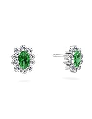 Created Emerald 14kt White Gold Earrings