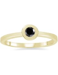 1/4 (0.21-0.27) Cts Black Diamond Stack Band in 14K Yellow Gold