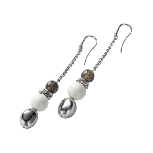 FOSSIL  JF85281040 Damen-Ohrringe Big Beads Edelstahl Rauchquarz Achat Preisvergleich