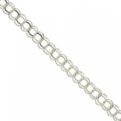 Double Link Charm Bracelet in Solid White Gold Lobster Clasp