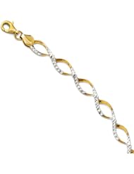 Leslies 14K w/ Rhodium Diamond-cut Bracelet Length 7"