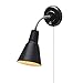 Globe Electric 65312 Ramezay 1-Light Plug-In or Hardwire Task Wall Sconce, Chrome Gooseneck, Matte Black Finish, 6ft Clear Cord