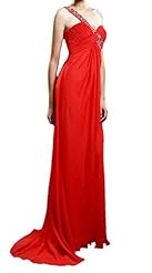 Chiffon Beaded One Shoulder Evening Dress/Bridesmaid Dress/Prom Dress/Party Dress  with a Brush/Sweep Train 