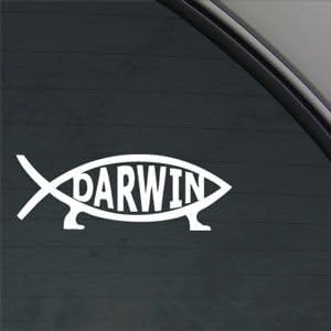Darwin Fish Sign White Sticker Decal Evolve White Car Window Wall Macbook Notebook Laptop Sticker Decal
