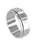 Stainless Steel 8 MM Spinning Band Four Leaf Lucky Clover Ring