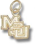 Mississippi State Bulldogs Solid 10K Gold ''MSU'' 3/8'' Pendant