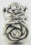Quiges Sterling Silver Cz rose Bead for Pandora/Troll/Chamilia etc necklaces and bracelets