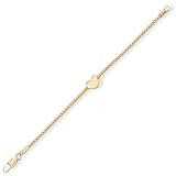 9ct Lantern Anklet with Sliding Heart Charm 10in/25cm