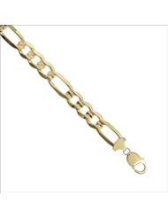 14k Yellow Gold, Solid Figaro Link Chain Necklace 280 Gauge 10.5mm Wide