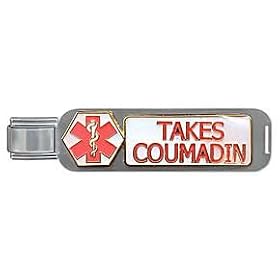 Clearly Charming Takes Coumadin Large Life Links Medical Alert Attachment Italian Charm Bracelet Link