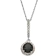 14K White Gold Onyx and Diamond Pendant