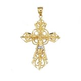 14K Two Tone Gold Diamond Cut Celtic Filigree Crucifix Pendant
