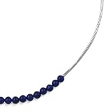 Sterling Silver Heishi and Lapis Necklace, 15-19